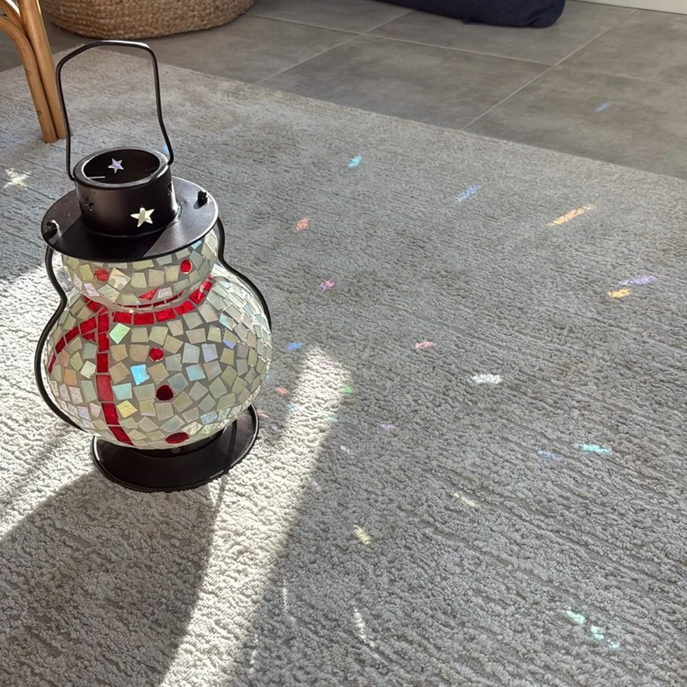 *LIKE NEW* Mosaic Tile Snowman Lantern - Adorable